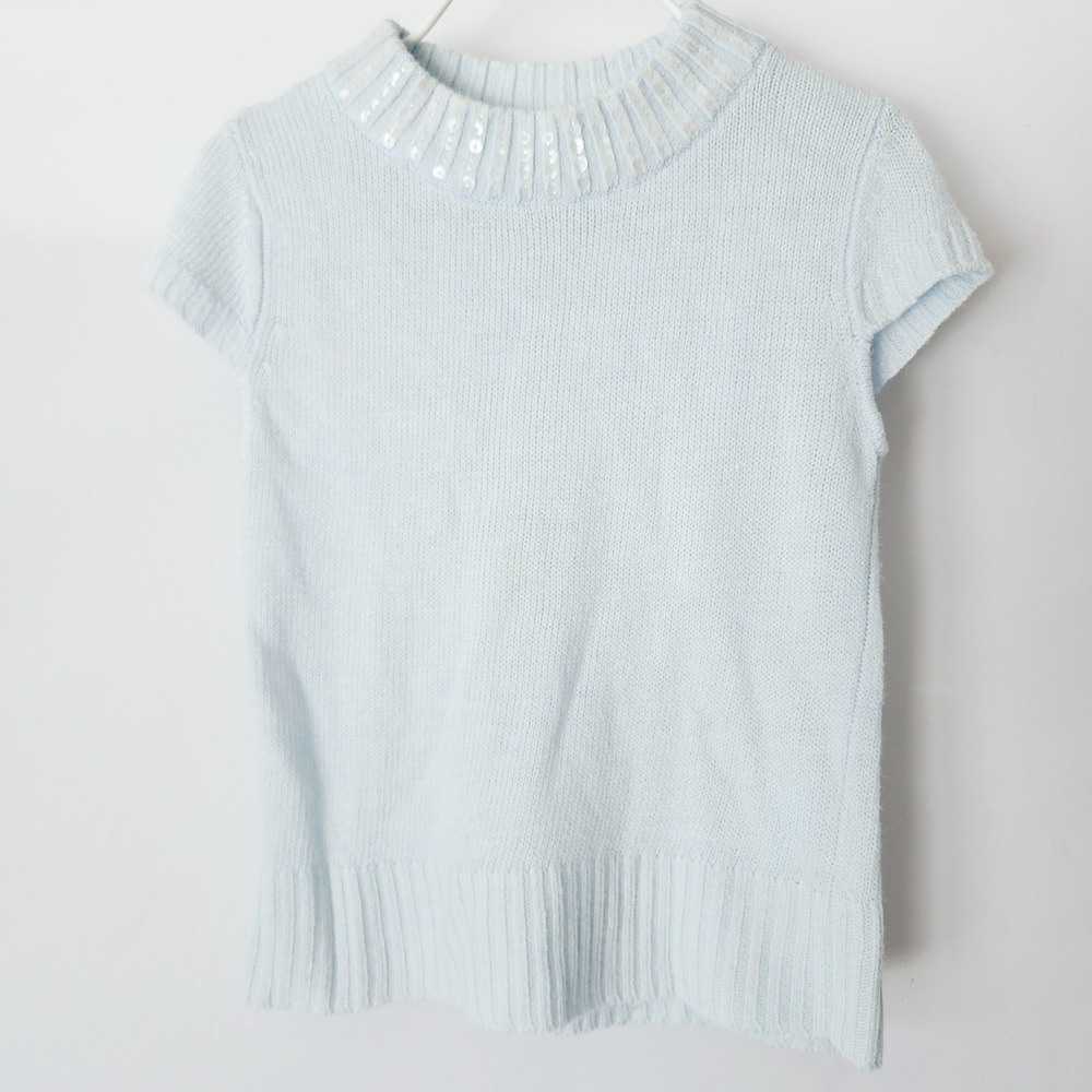 Mary-Kate and Ashley Vintage Y2K Baby Blue Sequin‎ Knit Sweater Top Girls XS 4/5